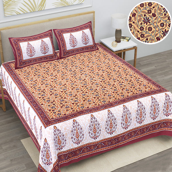 Jaipur Sanganeri Cotton Viscose Mix Bedsheet – Soft, Comfortable & Elegant (Buy 1 Get 1 Free)