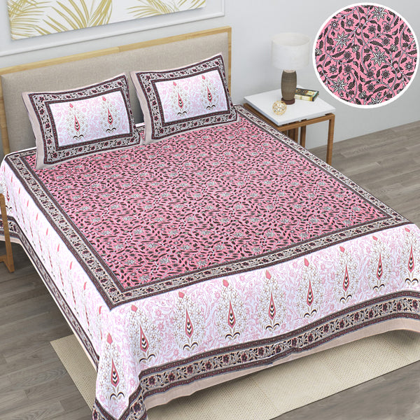 Jaipur Sanganeri Cotton Viscose Mix Bedsheet – Soft, Comfortable & Elegant (Buy 1 Get 1 Free)