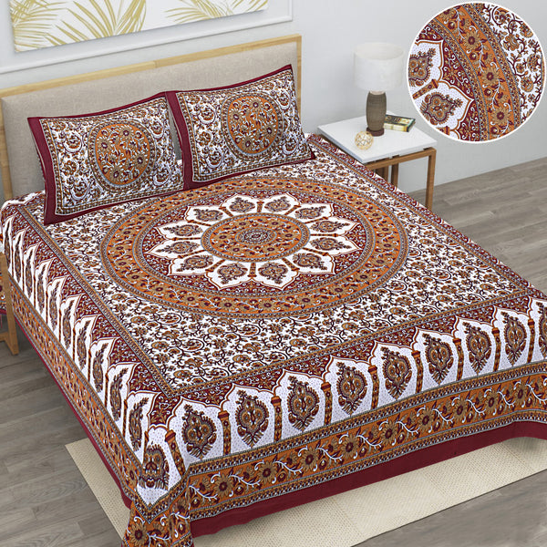 Jaipur Sanganeri Cotton Viscose Mix Bedsheet – Soft, Comfortable & Elegant (Buy 1 Get 1 Free)