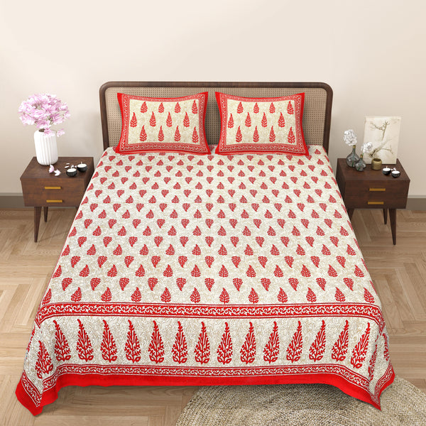 Jaipur Sanganeri Cotton Viscose Mix Bedsheet – Soft, Comfortable & Elegant (Buy 1 Get 1 Free)