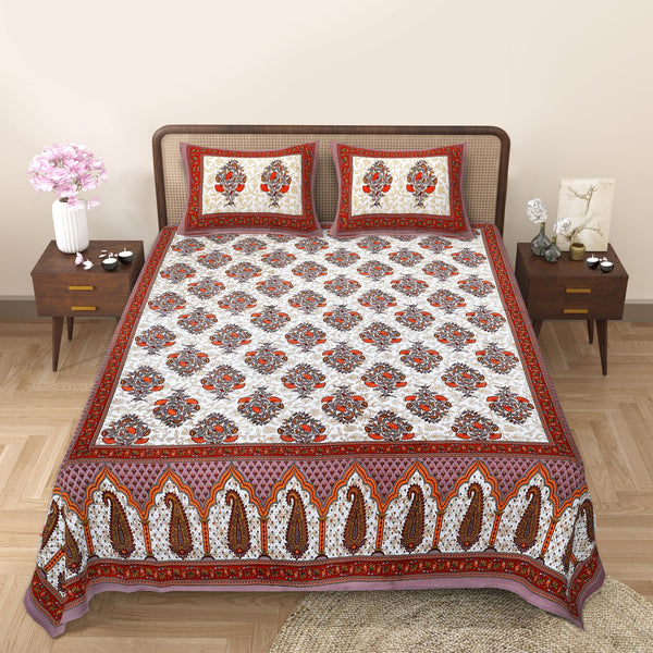 Jaipur Sanganeri Cotton Viscose Mix Bedsheet – Soft, Comfortable & Elegant (Buy 1 Get 1 Free)