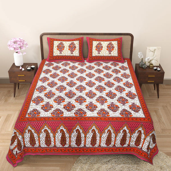 Jaipur Sanganeri Cotton Viscose Mix Bedsheet – Soft, Comfortable & Elegant (Buy 1 Get 1 Free)