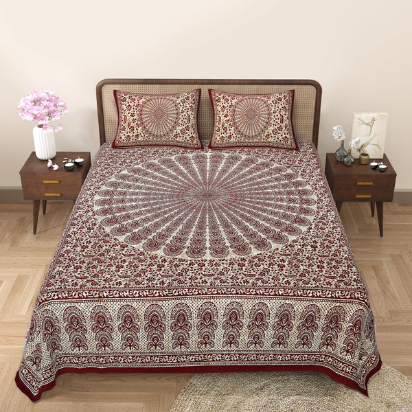 Jaipur Sanganeri Cotton Viscose Mix Bedsheet – Soft, Comfortable & Elegant (Buy 1 Get 1 Free)