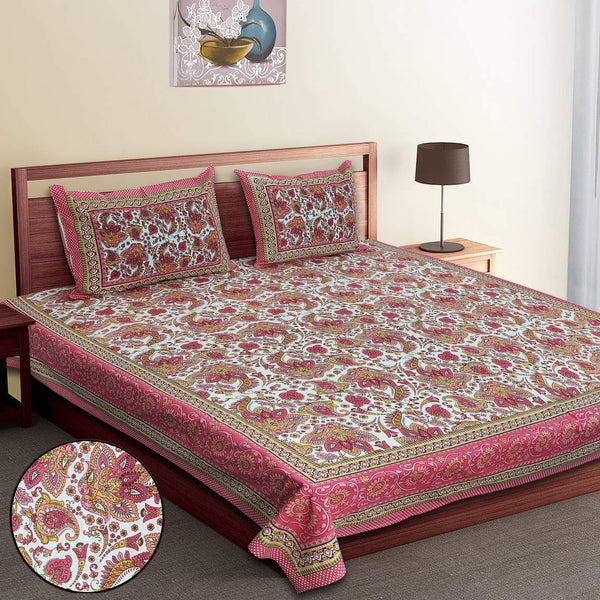 Premium 100% Cotton Jaipur Sanganeri Bedsheet – Soft, Breathable & Durable