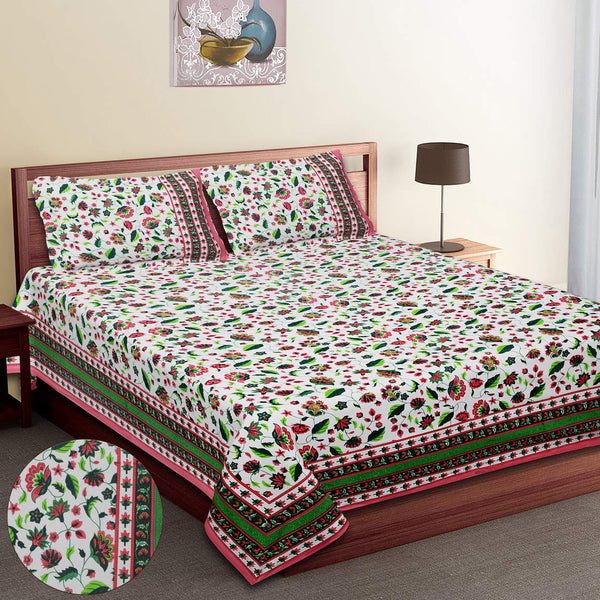 Premium 100% Cotton Jaipur Sanganeri Bedsheet – Soft, Breathable & Durable