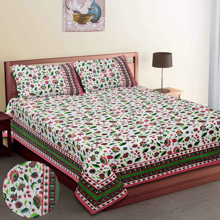 Premium 100% Cotton Jaipur Sanganeri Bedsheet – Soft, Breathable & Durable