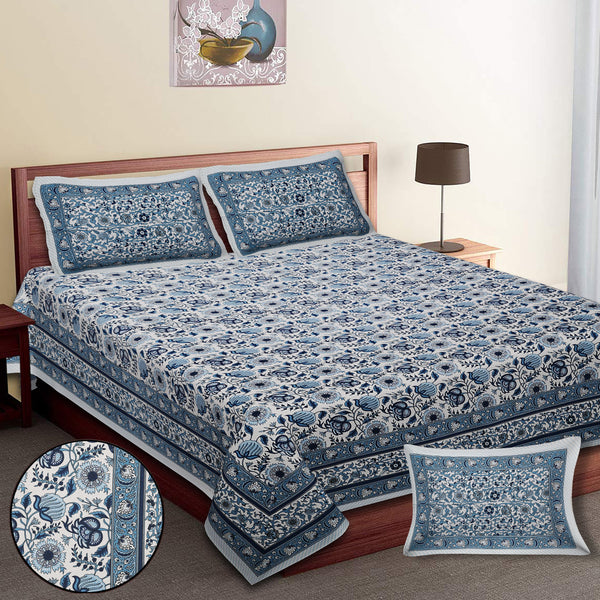Premium 100% Cotton Jaipur Sanganeri Bedsheet – Soft, Breathable & Durable