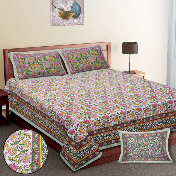 Premium 100% Cotton Jaipur Sanganeri Bedsheet – Soft, Breathable & Durable