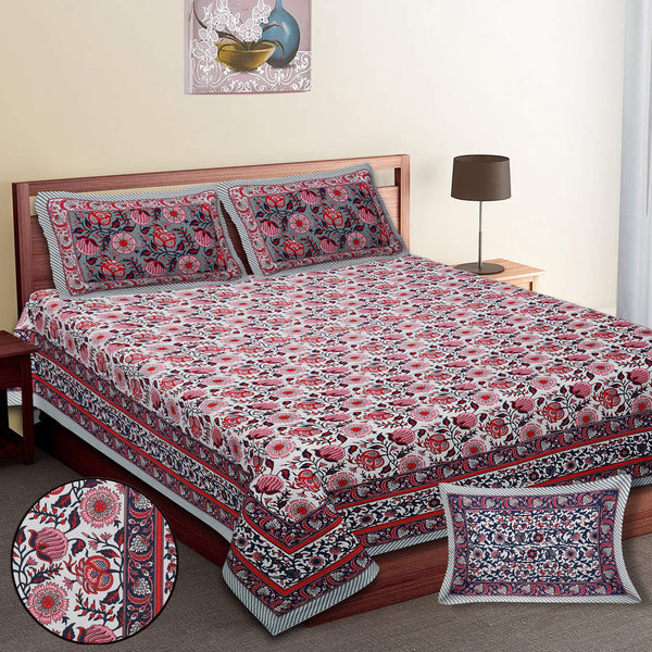 Premium 100% Cotton Jaipur Sanganeri Bedsheet – Soft, Breathable & Durable