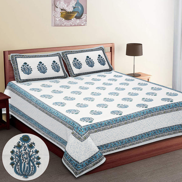 Premium 100% Cotton Jaipur Sanganeri Bedsheet – Soft, Breathable & Durable