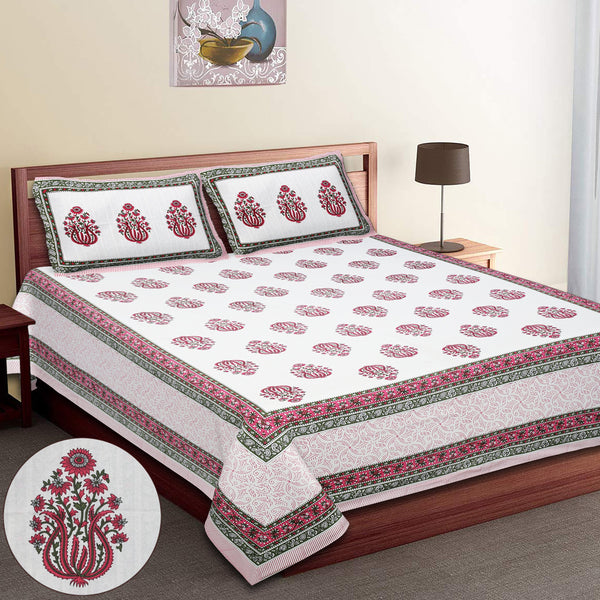 Premium 100% Cotton Jaipur Sanganeri Bedsheet – Soft, Breathable & Durable