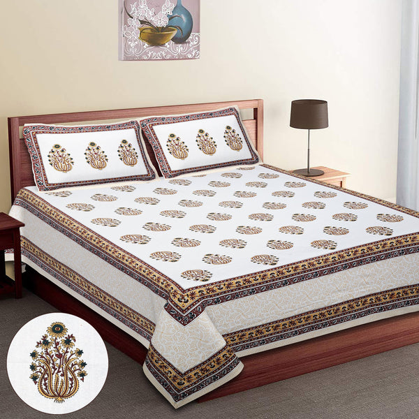 Premium 100% Cotton Jaipur Sanganeri Bedsheet – Soft, Breathable & Durable