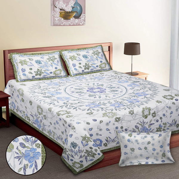 Premium 100% Cotton Jaipur Sanganeri Bedsheet – Soft, Breathable & Durable