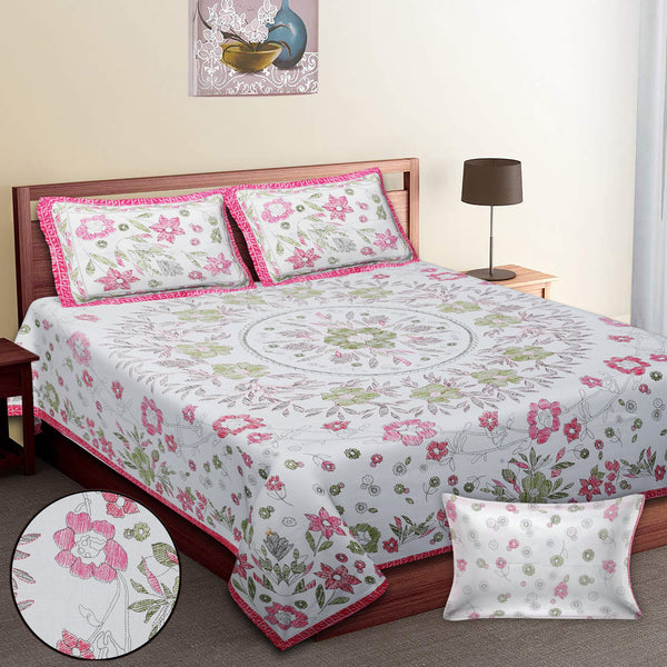 Premium 100% Cotton Jaipur Sanganeri Bedsheet – Soft, Breathable & Durable