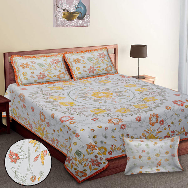 Premium 100% Cotton Jaipur Sanganeri Bedsheet – Soft, Breathable & Durable