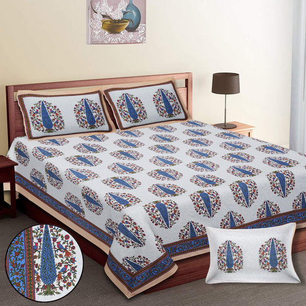 Premium 100% Cotton Jaipur Sanganeri Bedsheet – Soft, Breathable & Durable