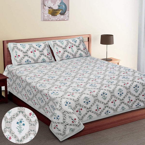 Premium 100% Cotton Jaipur Sanganeri Bedsheet – Soft, Breathable & Durable