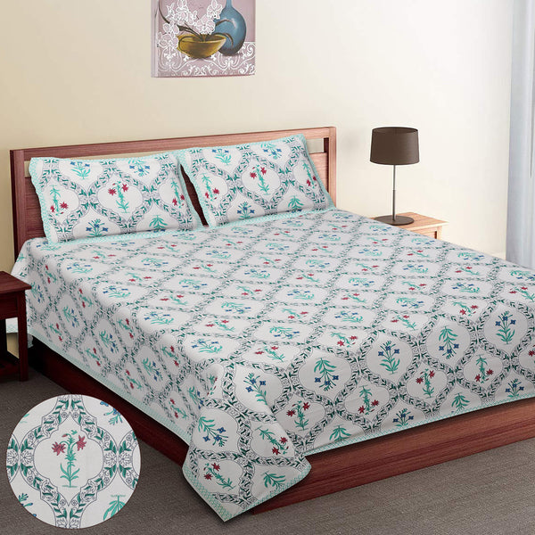 Premium 100% Cotton Jaipur Sanganeri Bedsheet – Soft, Breathable & Durable