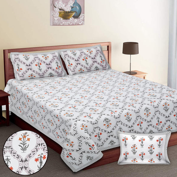 Premium 100% Cotton Jaipur Sanganeri Bedsheet – Soft, Breathable & Durable