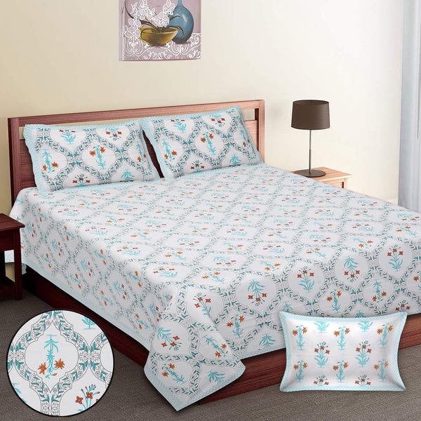 Premium 100% Cotton Jaipur Sanganeri Bedsheet – Soft, Breathable & Durable