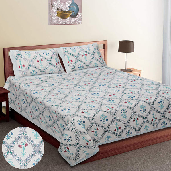 Premium 100% Cotton Jaipur Sanganeri Bedsheet – Soft, Breathable & Durable