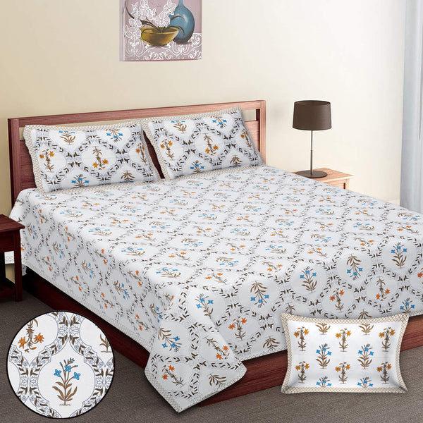 Premium 100% Cotton Jaipur Sanganeri Bedsheet – Soft, Breathable & Durable