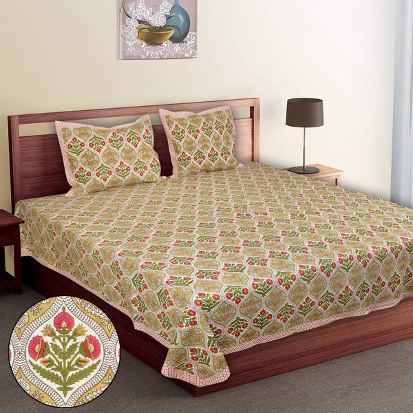 Premium 100% Cotton Jaipur Sanganeri Bedsheet – Soft, Breathable & Durable