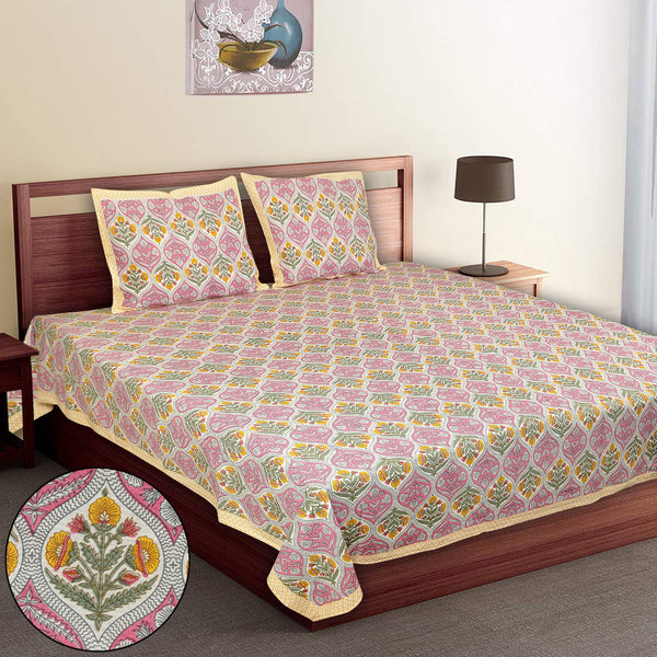 Premium 100% Cotton Jaipur Sanganeri Bedsheet – Soft, Breathable & Durable