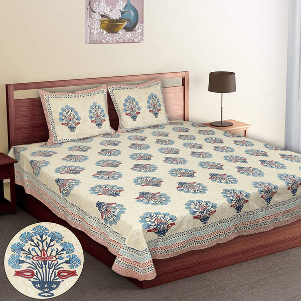 Premium 100% Cotton Jaipur Sanganeri Bedsheet – Soft, Breathable & Durable