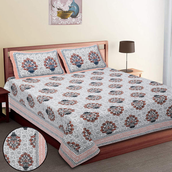 Premium 100% Cotton Jaipur Sanganeri Bedsheet – Soft, Breathable & Durable