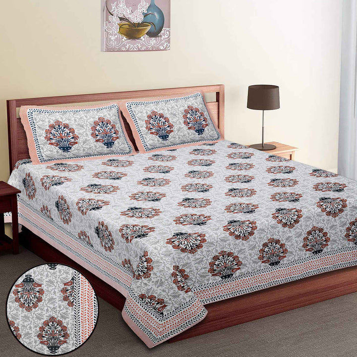 Premium 100% Cotton Jaipur Sanganeri Bedsheet – Soft, Breathable & Durable