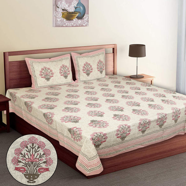 Premium 100% Cotton Jaipur Sanganeri Bedsheet – Soft, Breathable & Durable