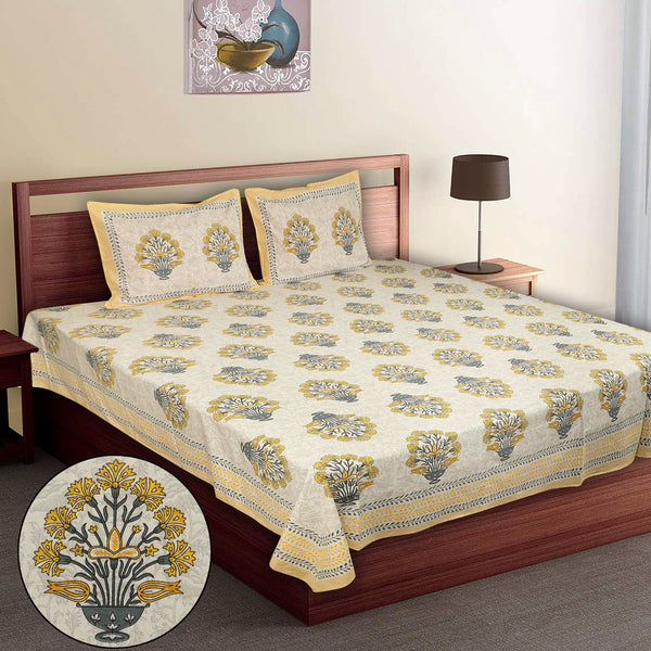 Premium 100% Cotton Jaipur Sanganeri Bedsheet – Soft, Breathable & Durable