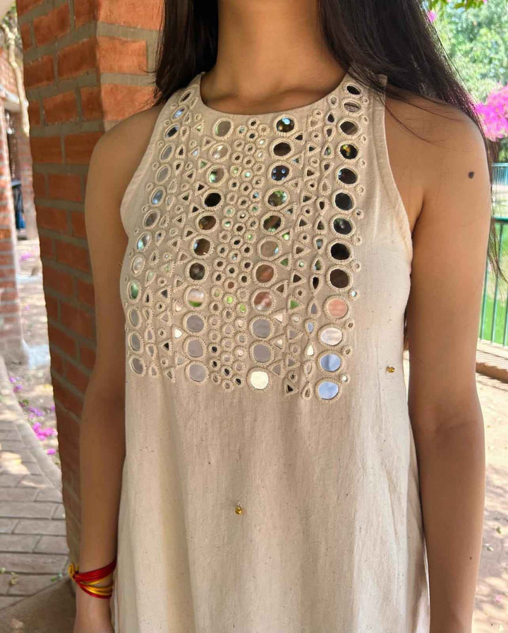 Sleeveless Cotton Flex Kurta with Palazzo Set | Heavy Mirror Embroidery Work | Summer Collection