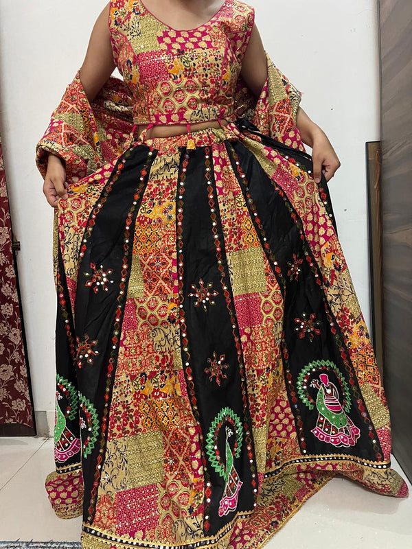 Navratri Special Black Full Flared Lehenga Choli with Elegant Dupatta