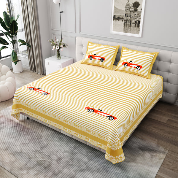Premium Cotton Bedsheet (108x108 inches) with 2 Pillow Covers