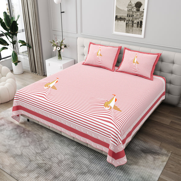 Premium Cotton Bedsheet (108x108 inches) with 2 Pillow Covers