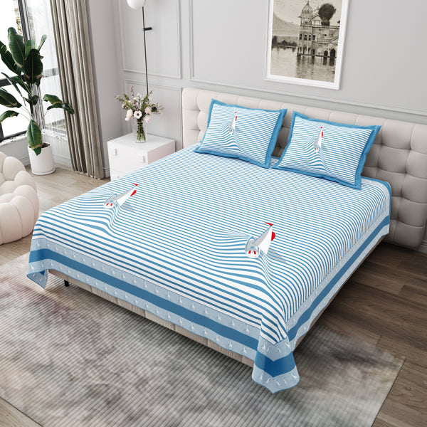 Premium Cotton Bedsheet (108x108 inches) with 2 Pillow Covers