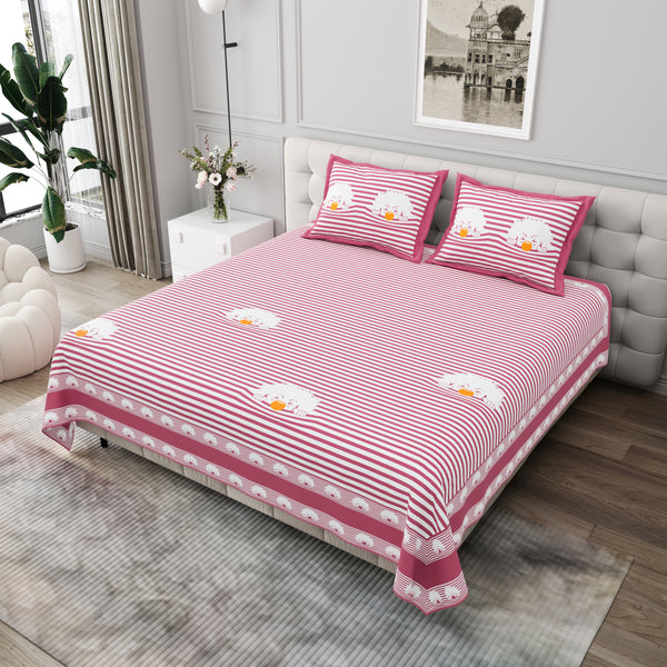 Premium Cotton Bedsheet (108x108 inches) with 2 Pillow Covers