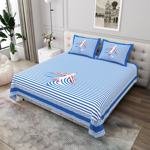Premium Cotton Bedsheet (108x108 inches) with 2 Pillow Covers