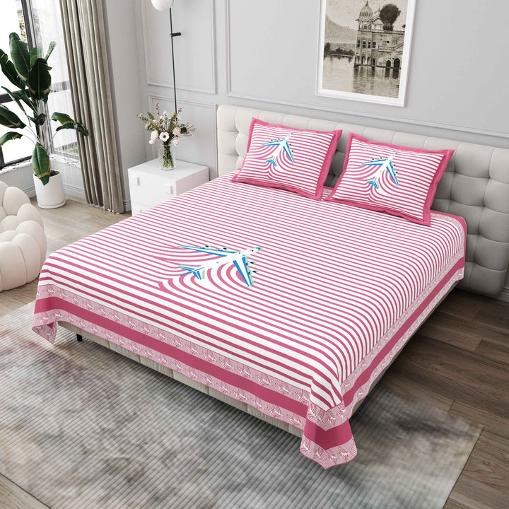 Premium Cotton Bedsheet (108x108 inches) with 2 Pillow Covers